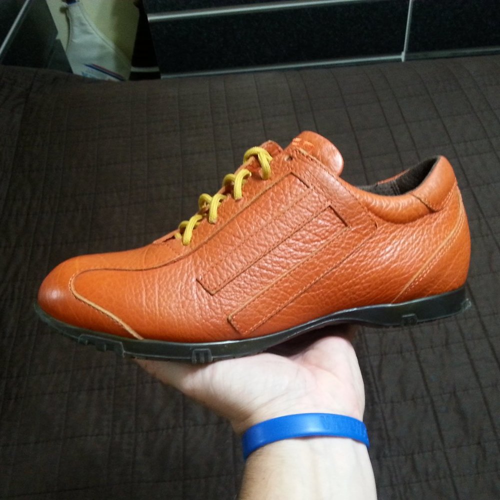 Etro Leather Shoes Sneakers Orange Size 9.5 US..-Euro 42 Men's Luxury
